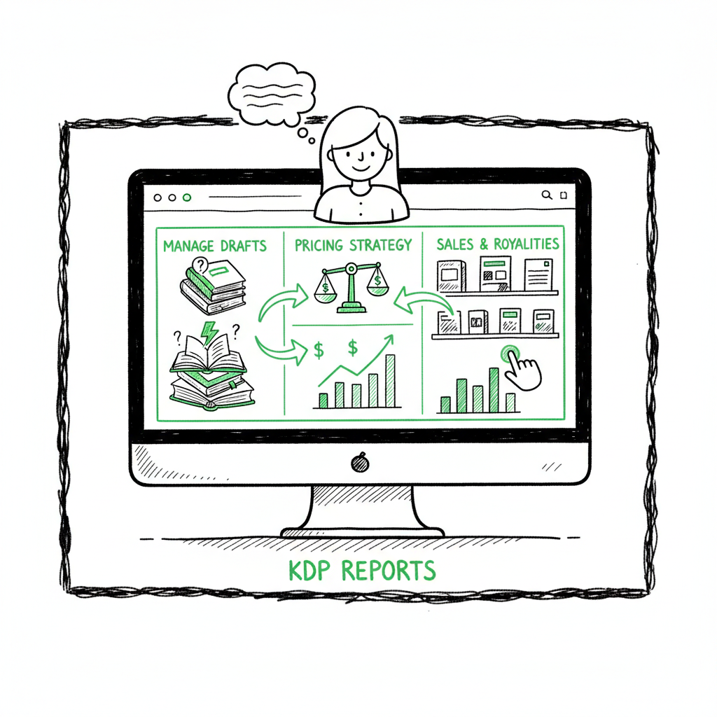 KDP Author Dashboard Navigation for Bookshelf and Reports
